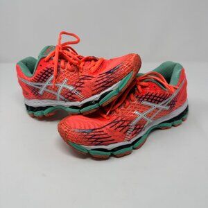 ASICS GEL-NIMBUS 17 Women’s 7.5 Orange Green Athletic Running Shoes FluidFit‎